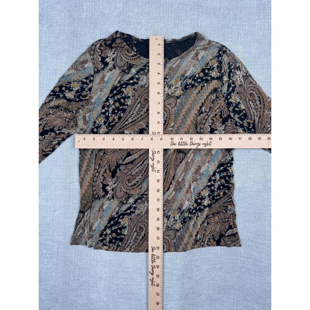 Softwear By Mark Singer Shirt Womens L Multicolor Paisley Button Up Knit Top - Picture 2 of 4